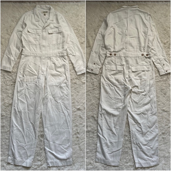 Madewell Jumpsuit Utility Coveralls Denim Cotton Blend Vintage Ivory S NWT New - Picture 5 of 13